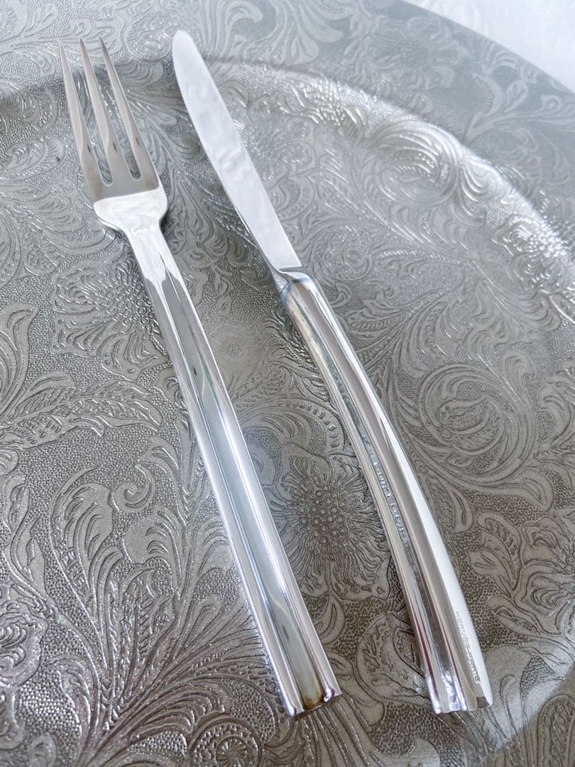 完売　エルメス　オンドOnde 「波」ナイフ＆フォーク　2本 シルバープレート