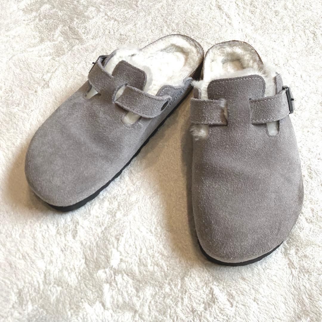 ビルケンシュトック　ボストン　シアリング　内ボア　ムートン　グレー　25cm