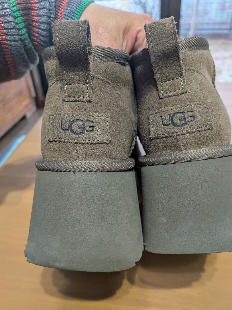 アグUGG☆サイズ23cm☆ブラウン☆厚底ショート丈ヒールムートンブーツ