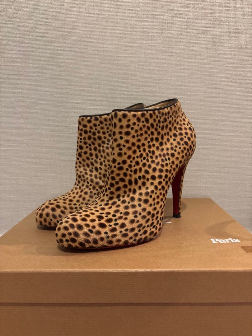ルブタン louboutin ショートブーツ ヒョウ柄 レオパード 37.5