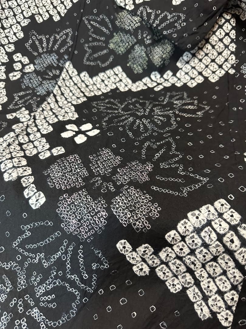 新品美品✨希少トールサイズ　有松鳴海絞り浴衣　黒