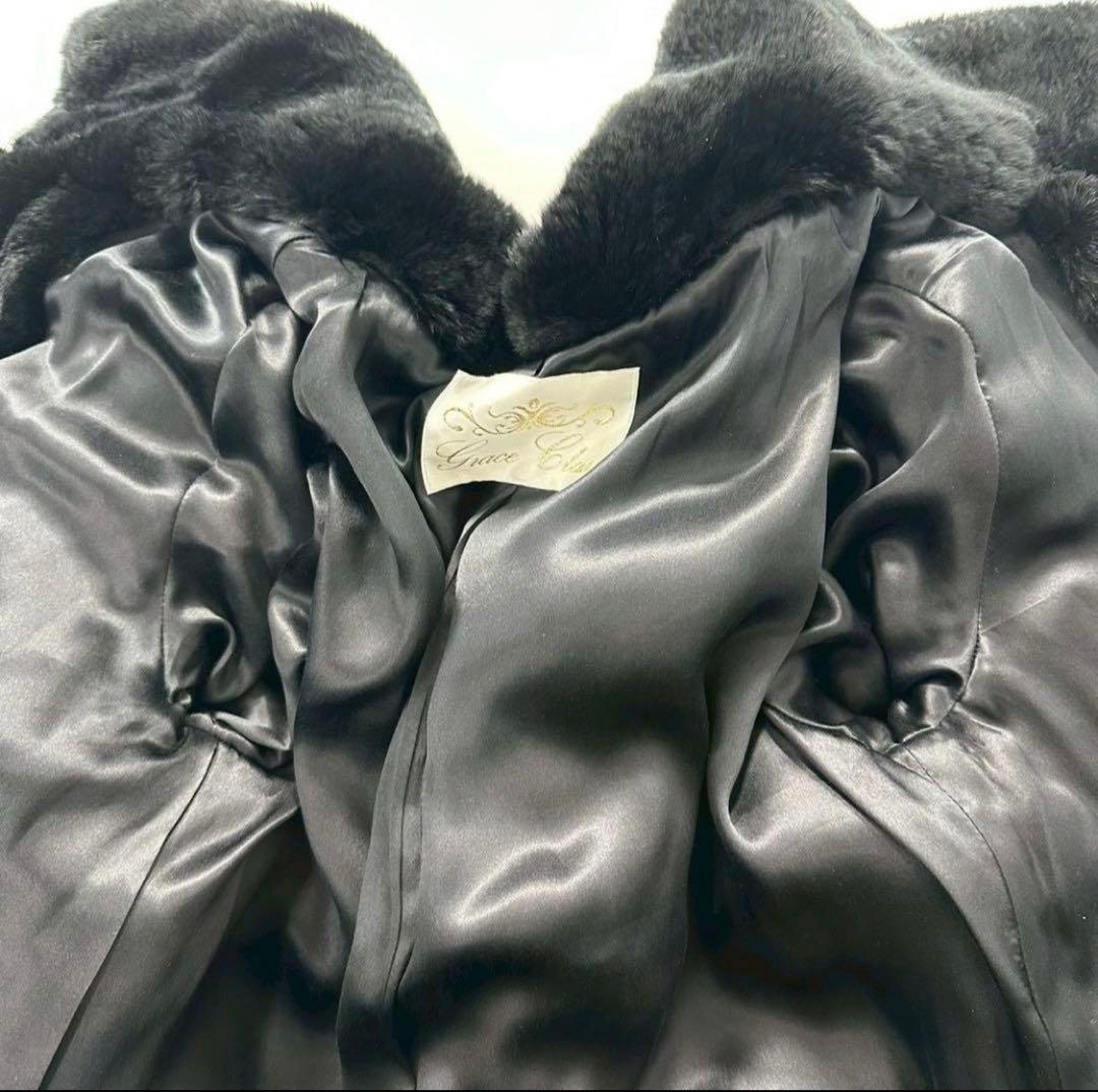 ヒ*ロ様 GRACE Class ラビット×フォックス ファーコート 黒　ビジュ