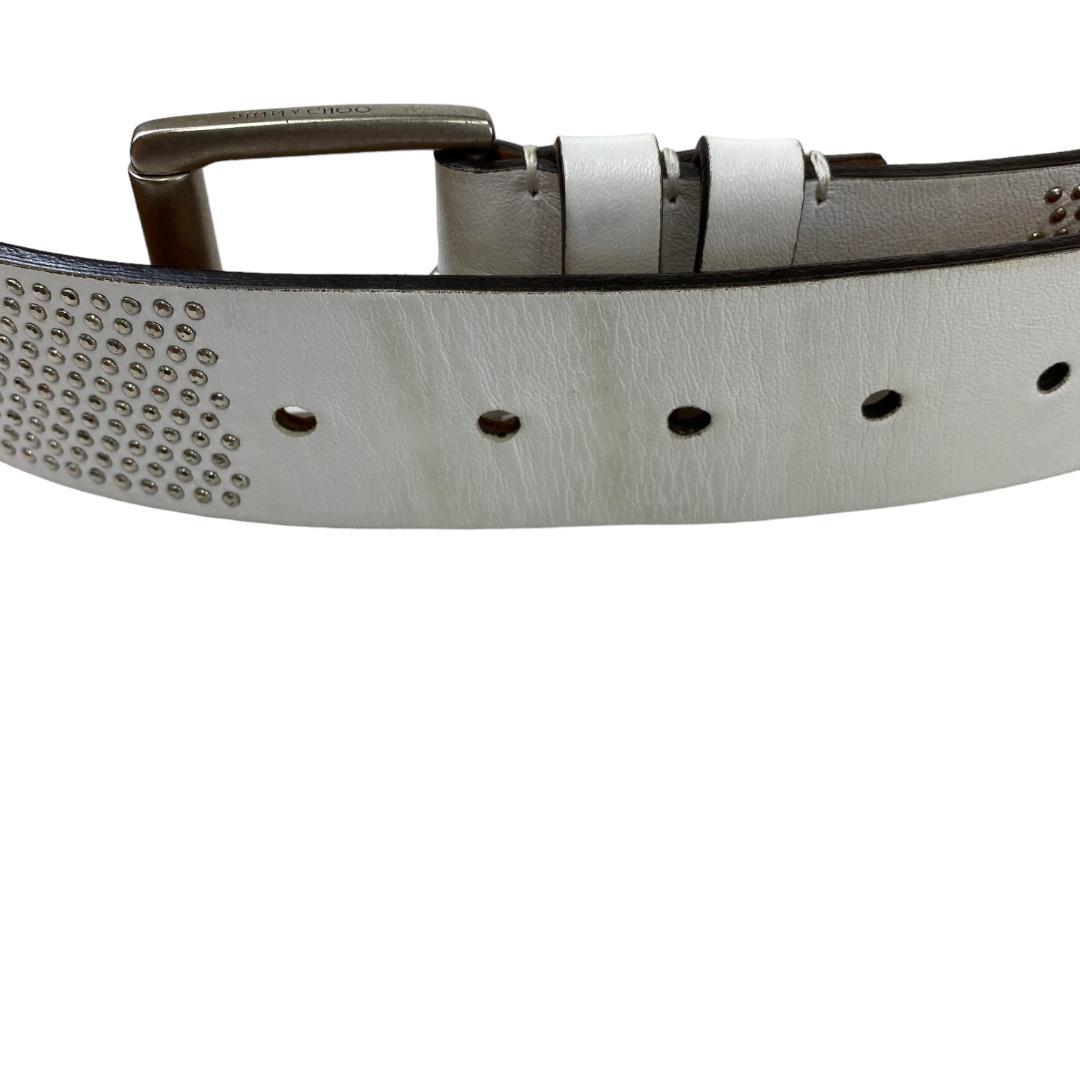 JIMMY CHOO ジミーチュウ ベルト スタッズ シルバー レザー ホワイト