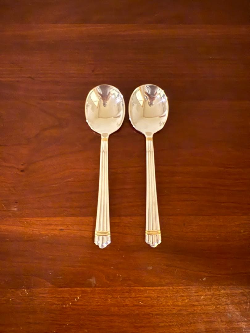 クリストフル　アリアゴールドリング　コンソメスプーン　2本