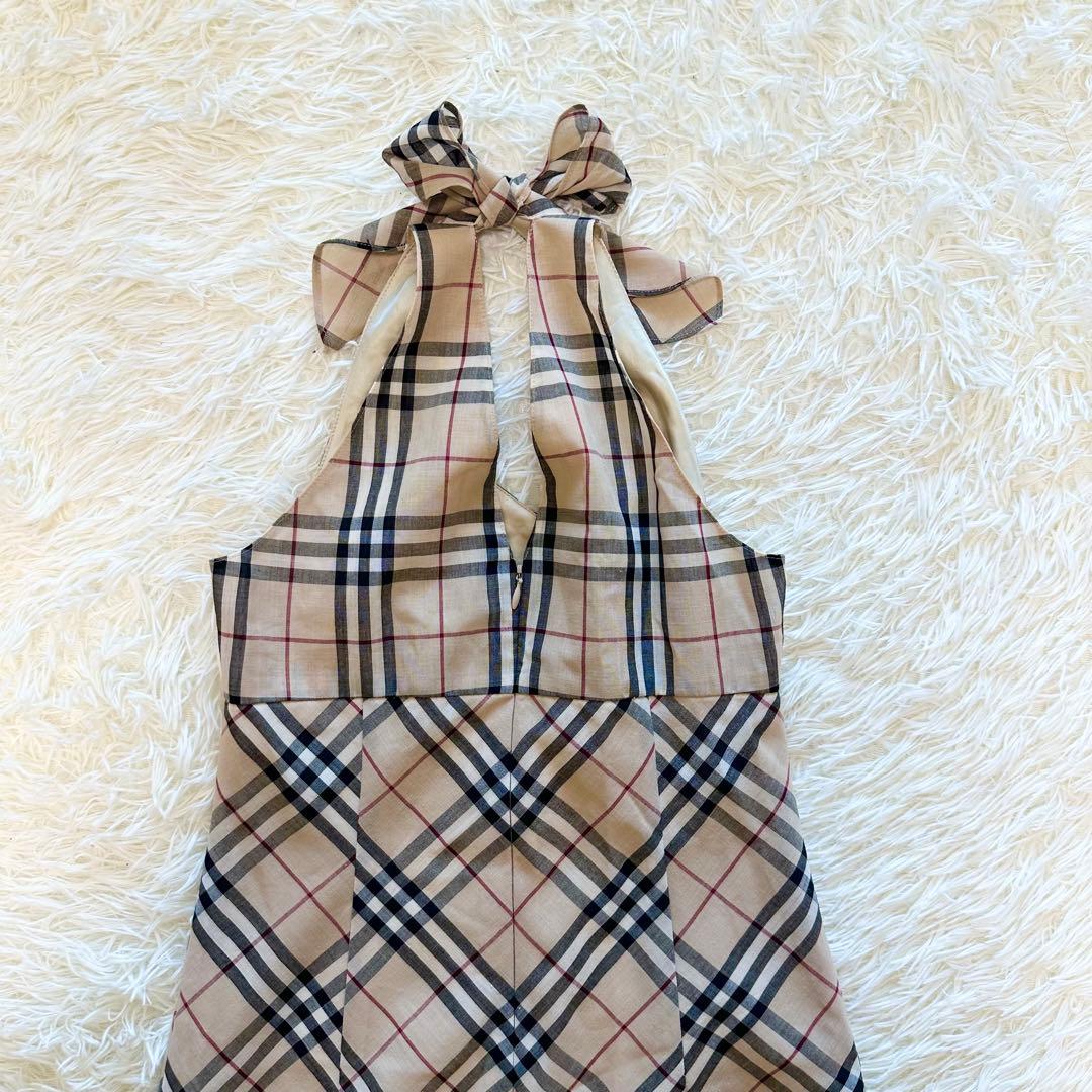 美品 バーバリーブルーレーベル ノバチェック ワンピース ホルターネック 36