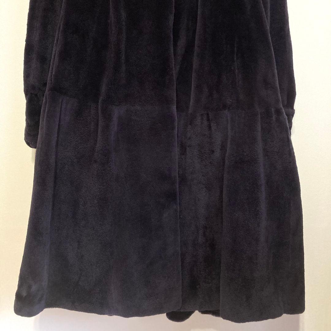 ナカムラファー リアルファー 毛皮 ロングコート フレア F ブラック系