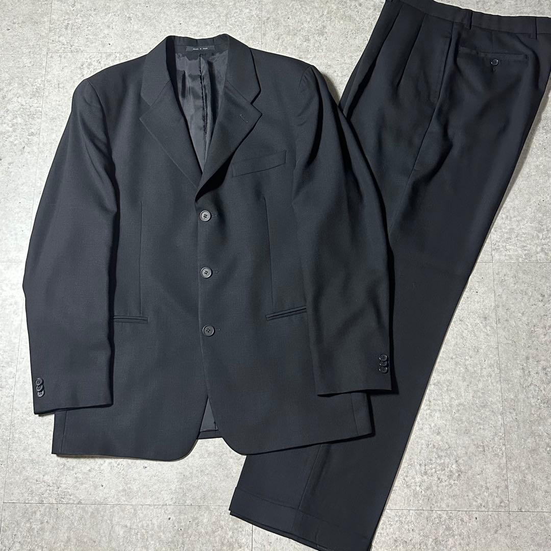 美品 90s EMPORIO ARMANI ウール セットアップ 黒 50