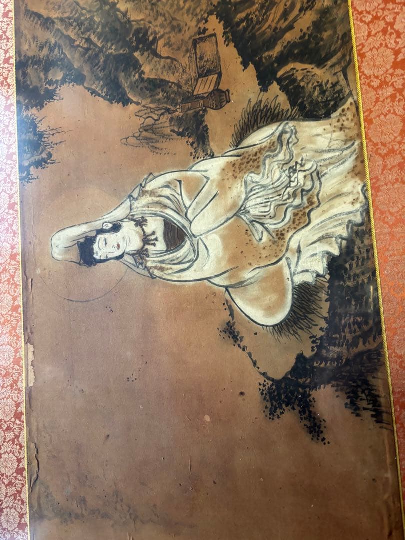 弥勒菩薩　達磨　額縁　日本画　２点