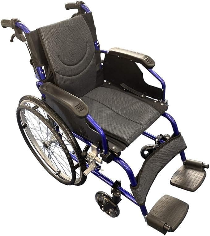 乗りやすく、降りやすく 自走式車椅子【介助ブレーキ付き】 (ブルー)