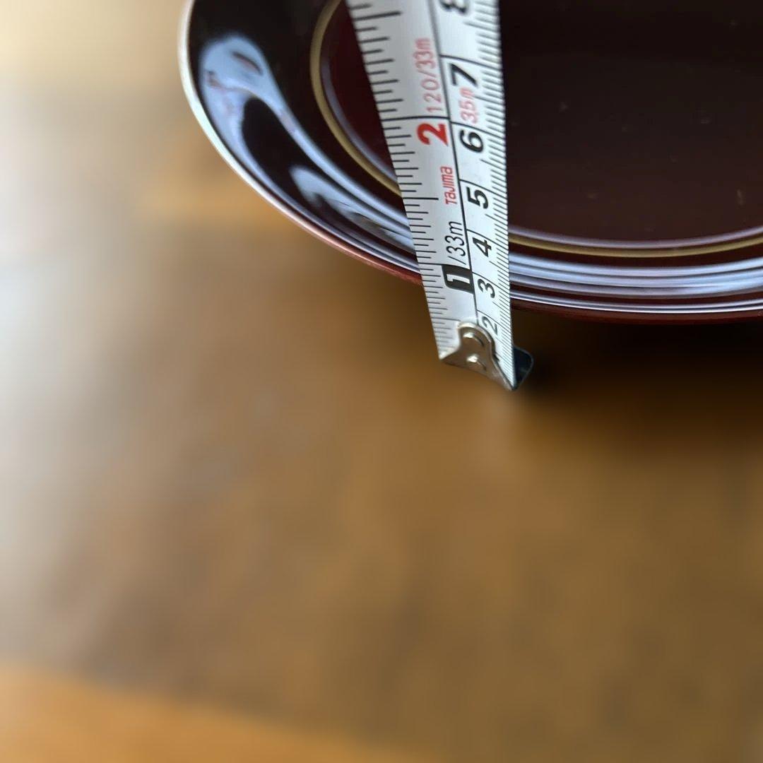 輪島塗り漆器　深い赤色の円形皿 5枚セット　直径19.5cm 美品