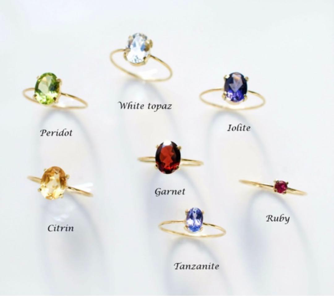 【定価￥39,200】K18ガーネットのオーバルカット爪留めリング　11号