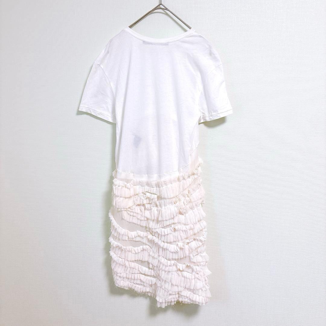 希少✨ハイダーアッカーマン（XXS）半袖トップス シルク混 アシメ フリンジ白