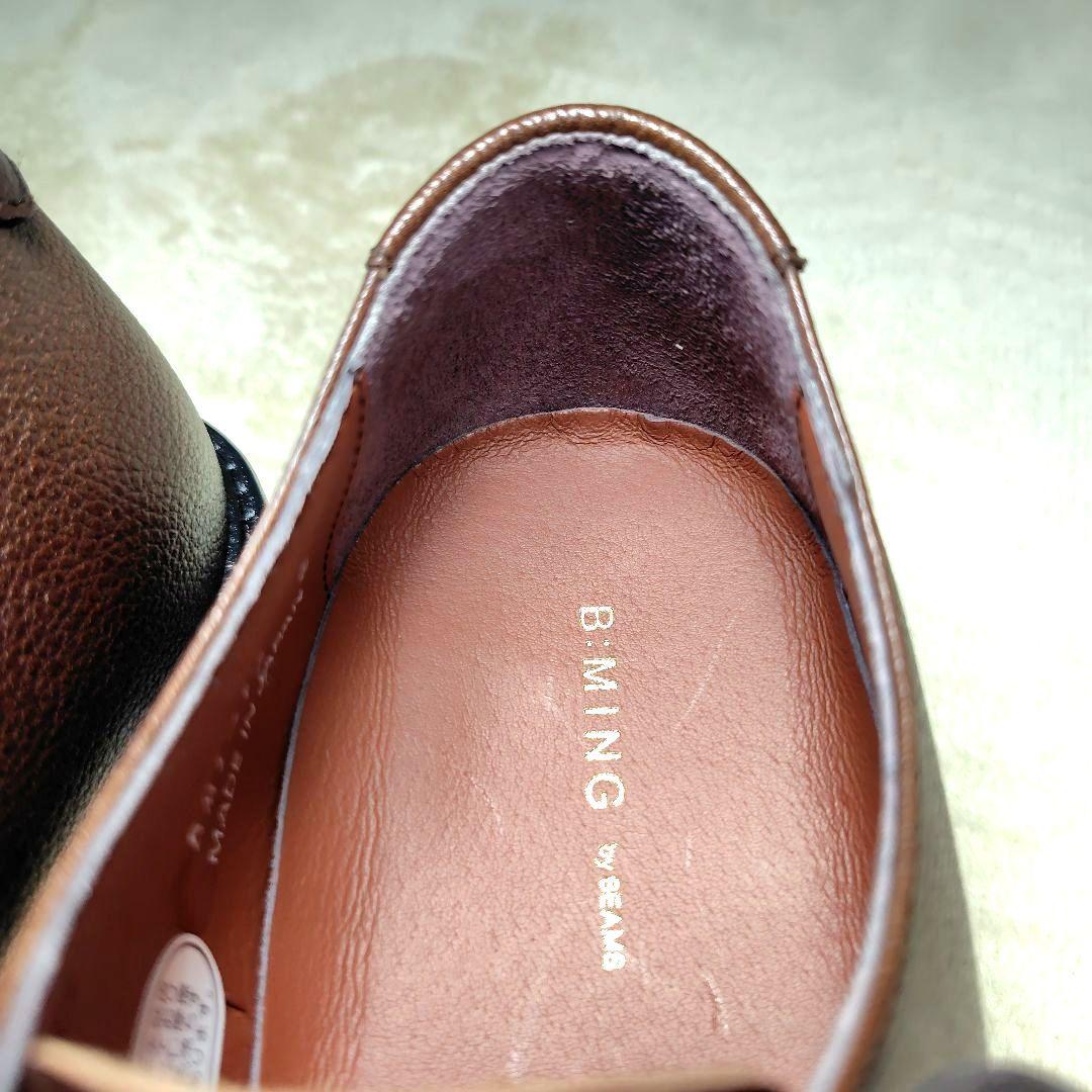未使用級 B:MING by BEAMS Uチップ シューズ　ビジネス ブラウン