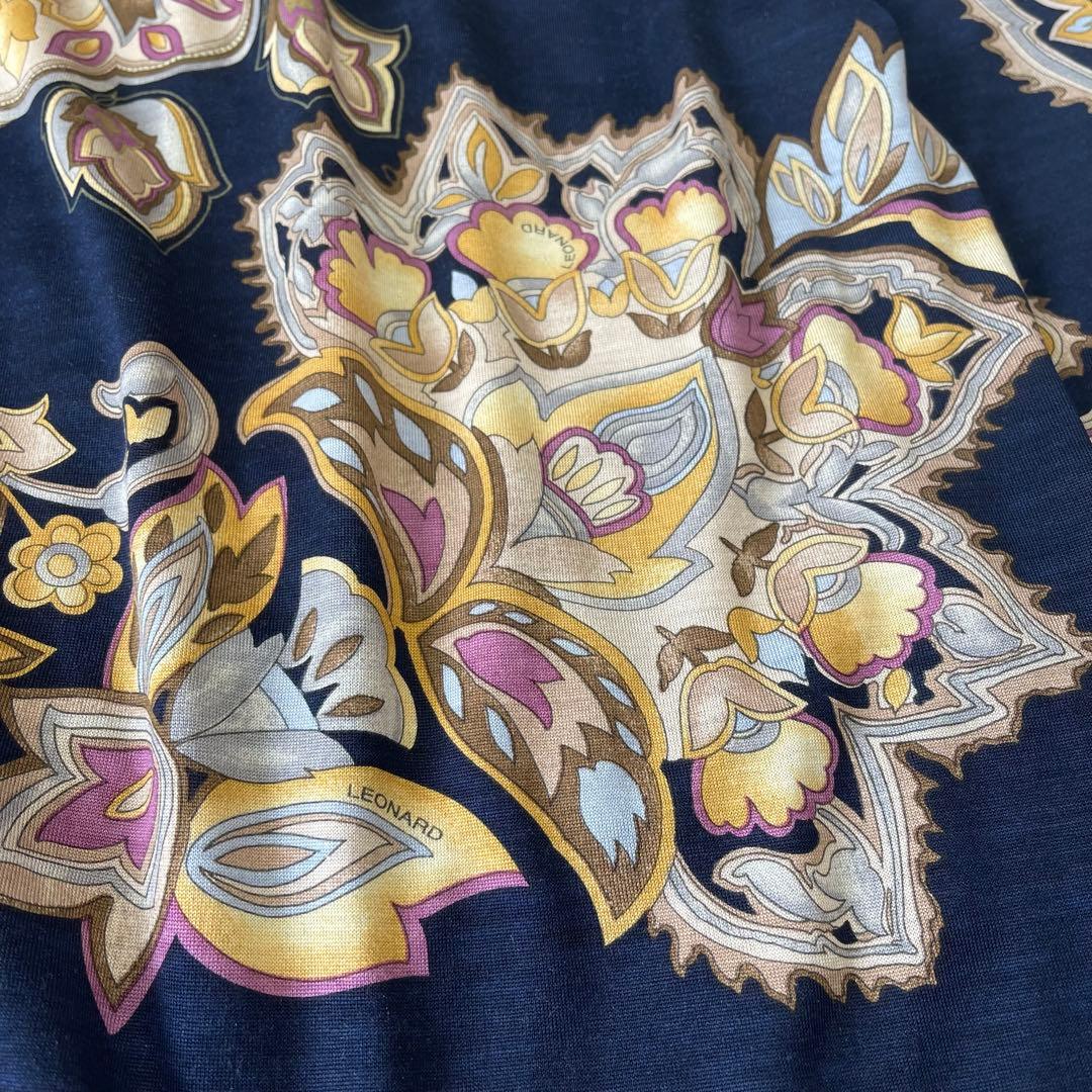 レオナール LEONARD カットソー 長袖 毛 絹 日本製 L ペイズリー