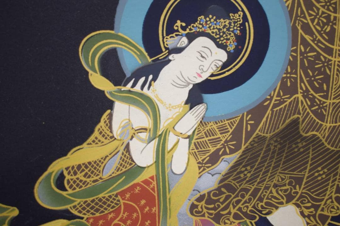 複製/天台宗/天台三尊仏図/三尊佛図/工芸/布袋屋掛軸HI-994