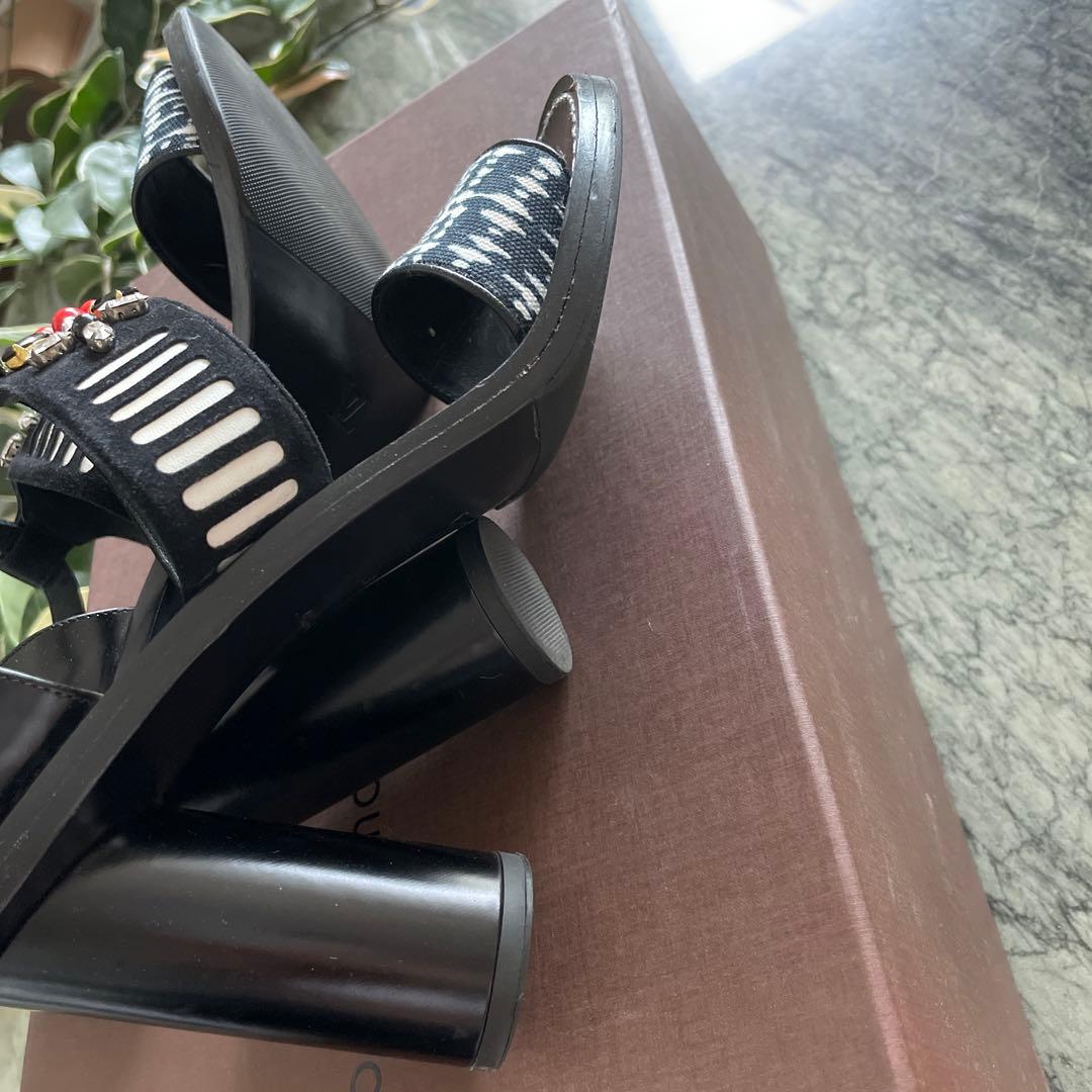 LOUIS VUITTON ヒール サンダル 39 LV ビジュー 保存袋 箱