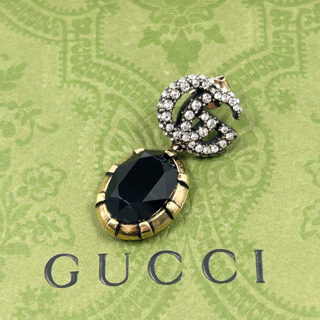 美品✨　グッチ　ピアス　マーモント ラインストーン クリスタル GG ゴールド