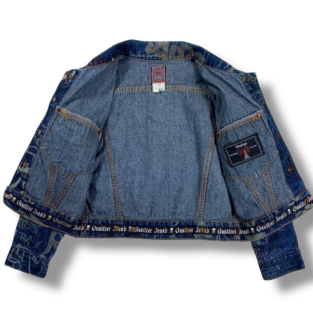 超希少/美品✨ゴルチエジーンズ デニムジャケット グラフィック プリント 36
