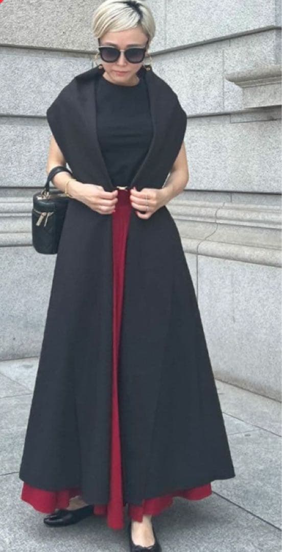 【JENNE】ショールカラーオードリーロングジレ Sサイズ