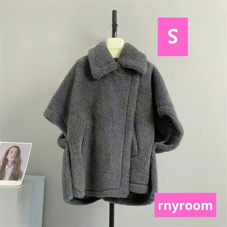 最安値❢rnyroom ♡テディベアポンチョ♡グレー ♡Sサイズ♡極美品