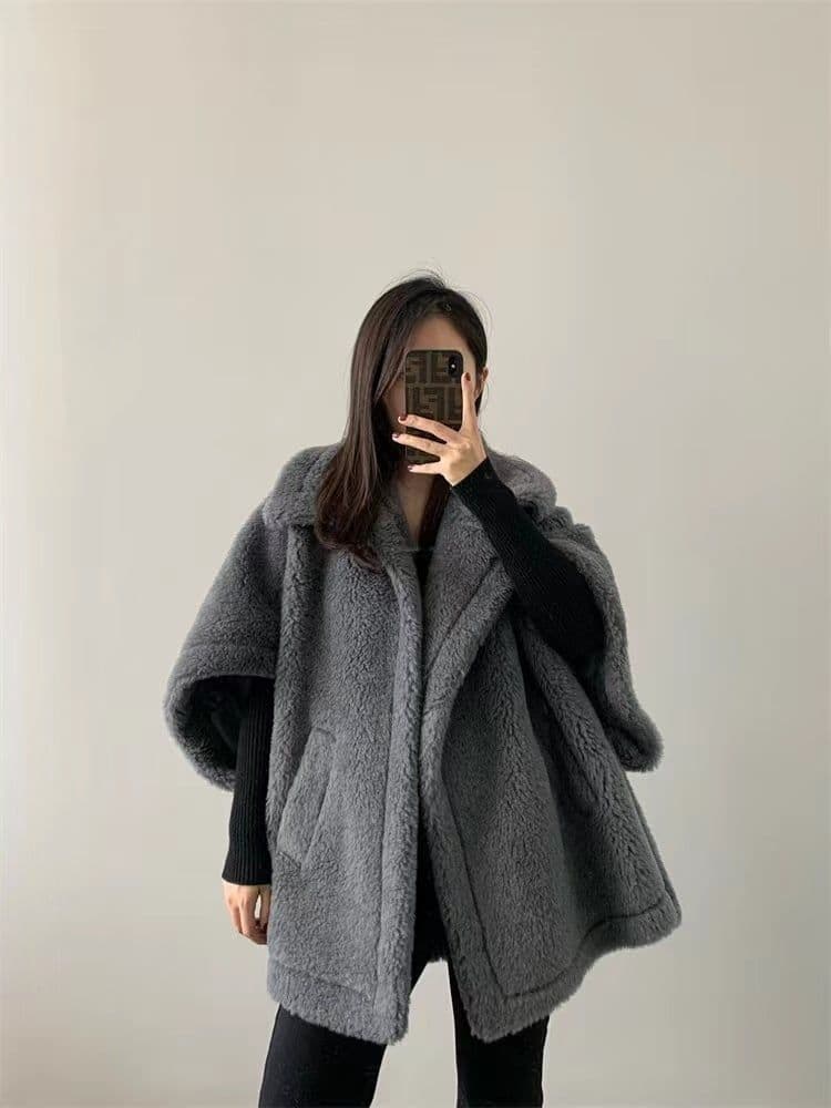 最安値❢rnyroom ♡テディベアポンチョ♡グレー ♡Sサイズ♡極美品