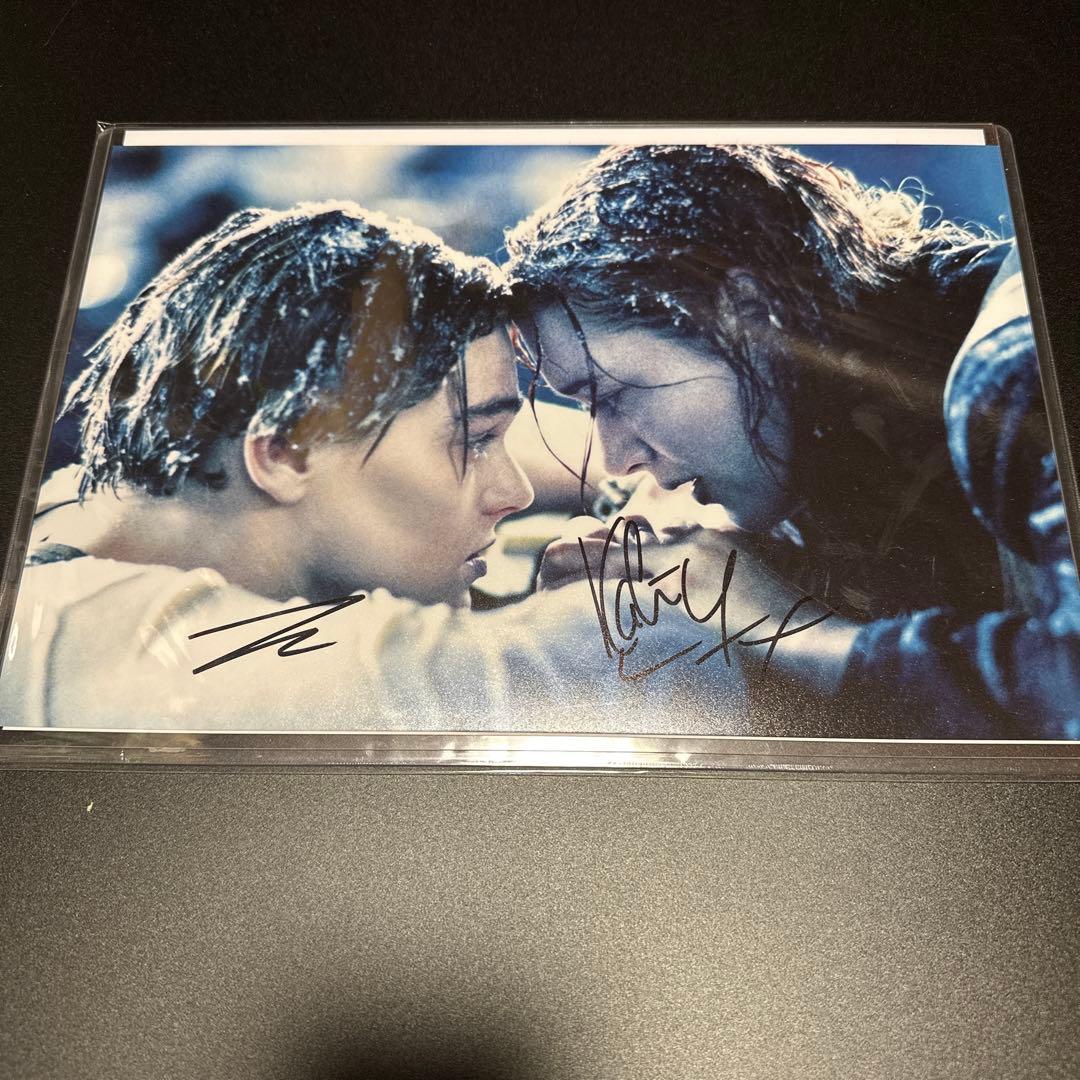 タイタニック　サイン入り　写真　レオナルド・ディカプリオ　ケイト・ウィンスレッド