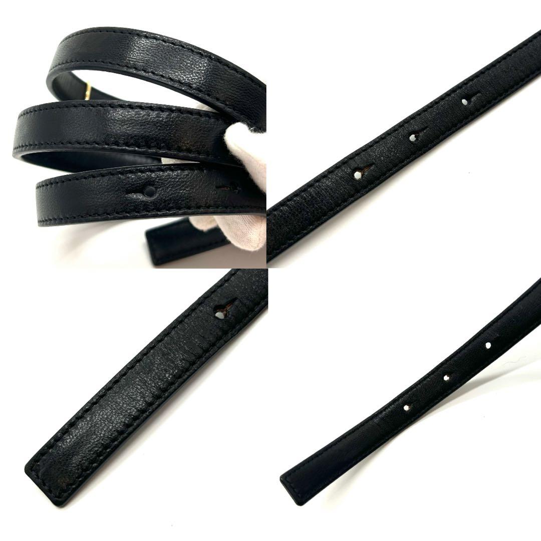 LOEWE ロエベ　アナグラム　ベルト　レザー　ブラック　ゴールド金具　70