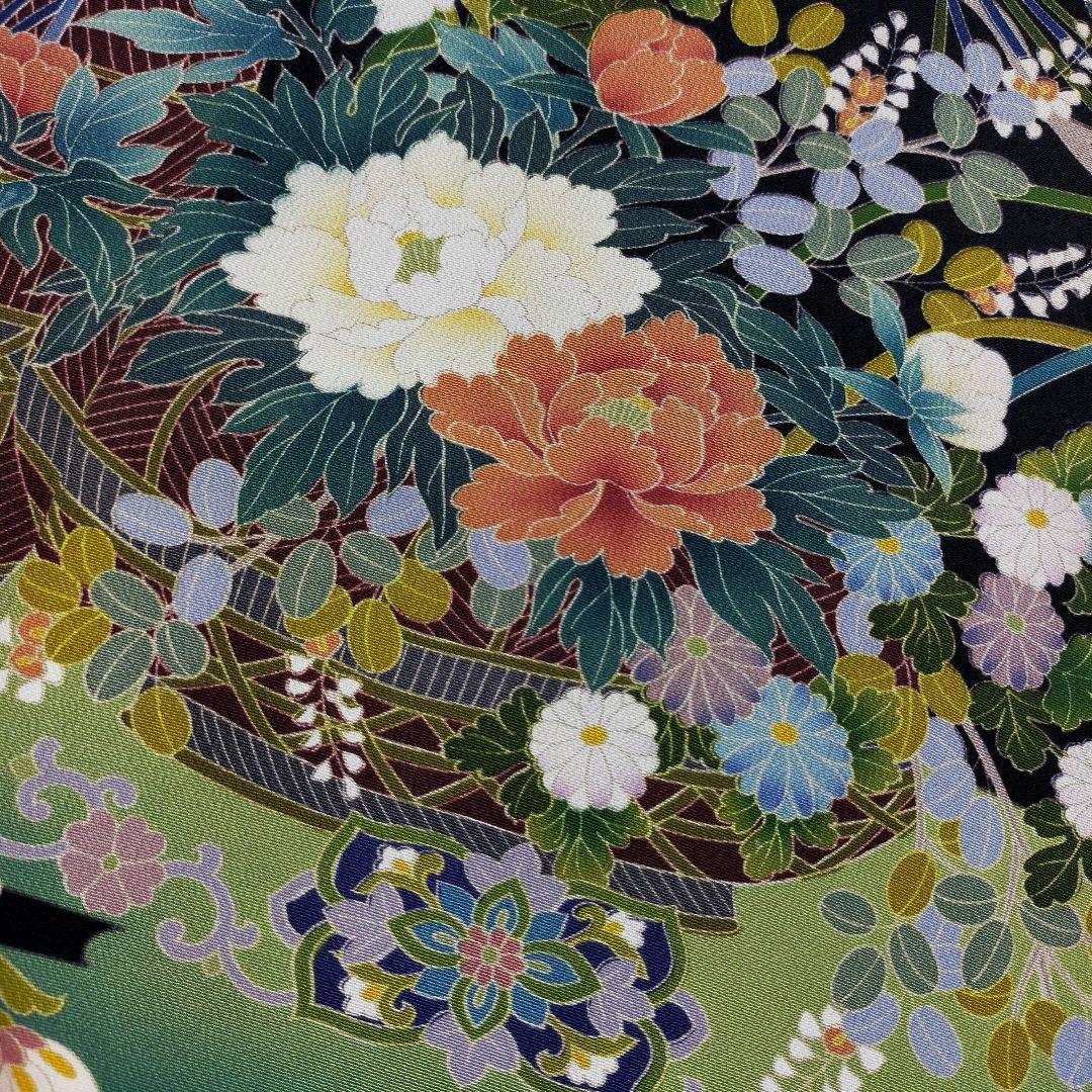 ★黒留袖アンサンブル*ノースリーブワンピース+ボレロ*着物リメイク正絹M〜L㊾