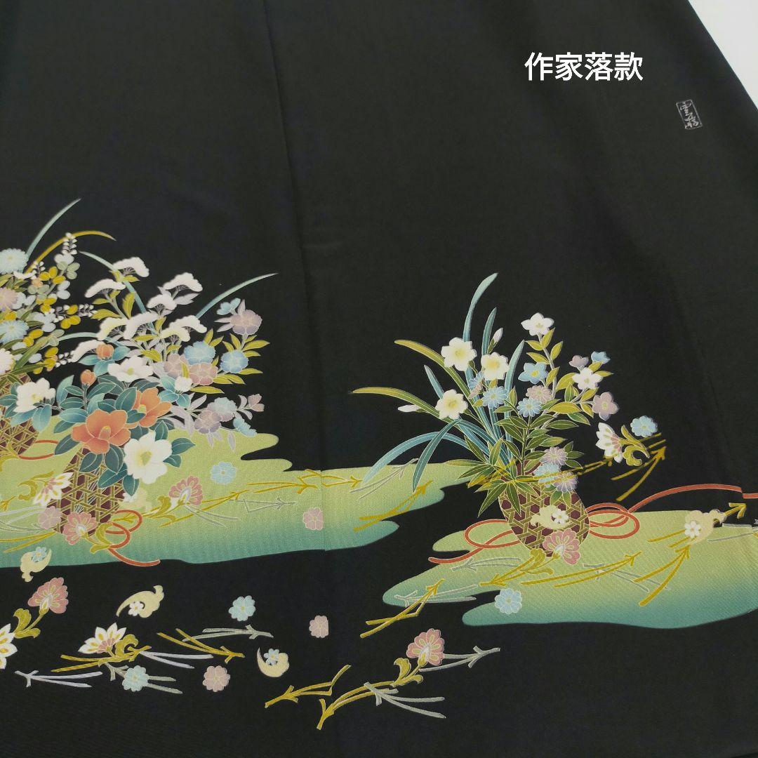 ★黒留袖アンサンブル*ノースリーブワンピース+ボレロ*着物リメイク正絹M〜L㊾