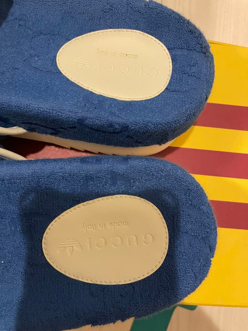 GUCCI×adidas コラボ 青 スライドサンダル　sm