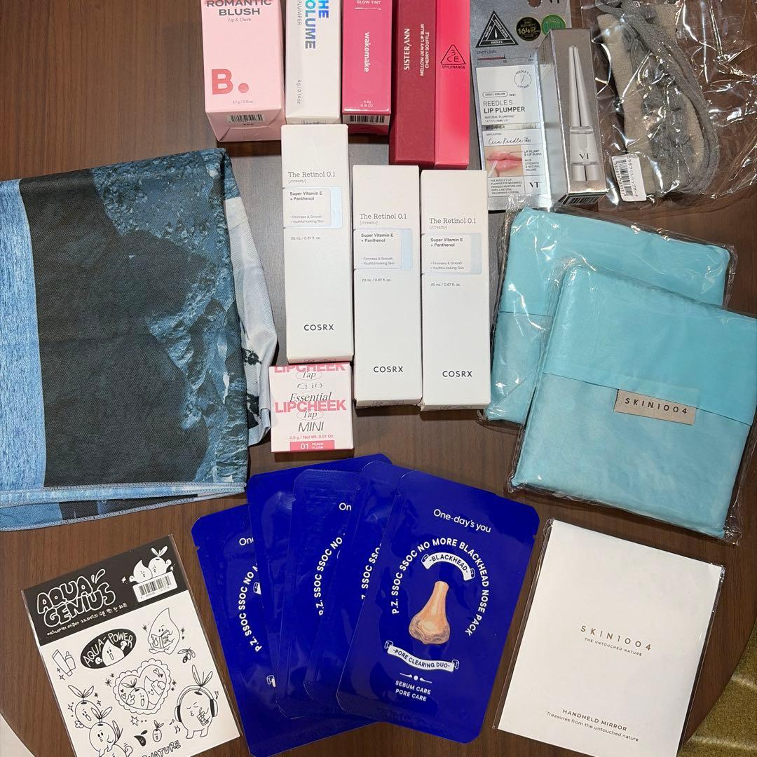 美容まとめ売りセット　リップ　チーク　プランパー　レチノールクリーム　エコバッグ