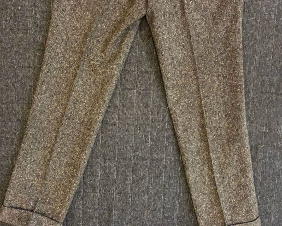 マリオマッテオ ツイード　グレー ワンタックスラックス　ウール100 イタリア製