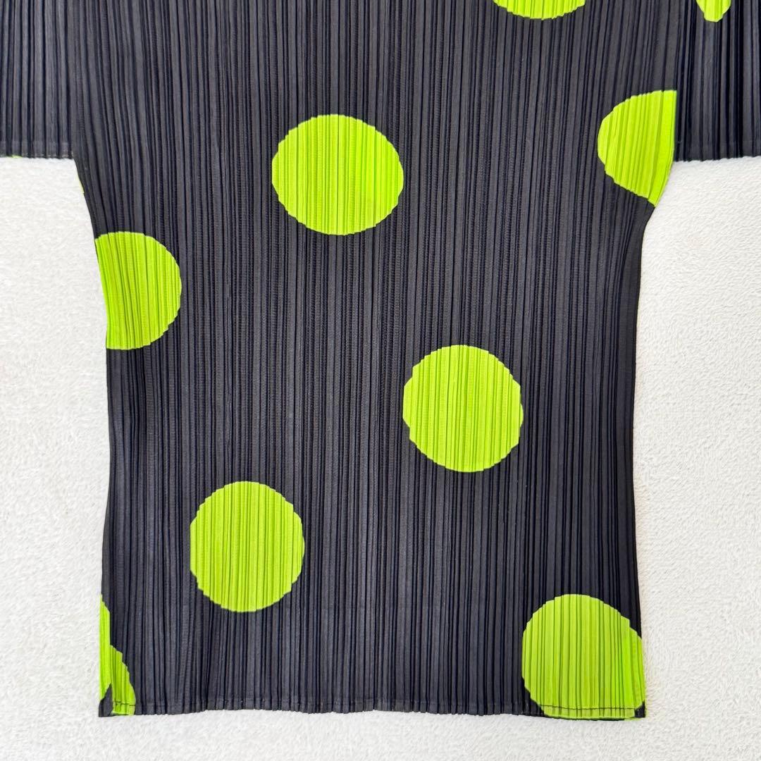 極美品✨PLEATS PLEASE プリーツ　ドット柄　ブラック　半袖　トップス