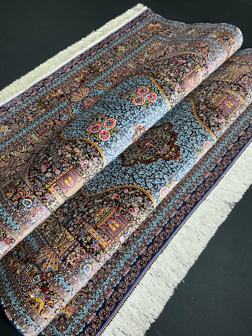 最高級 ペルシャ絨毯シルク イラン クム産 約225万ノット102×150cm