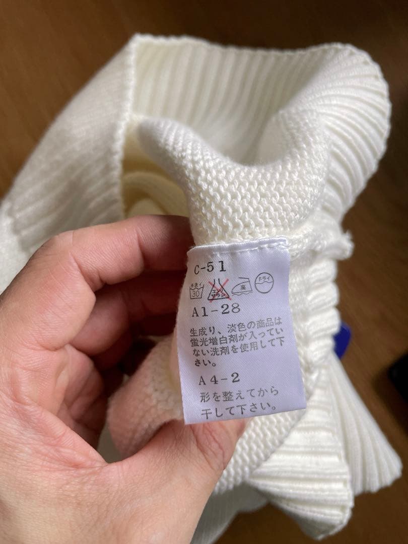 90sポロラルフローレン 刺繍ロゴ ホワイト コットンニット 正規代理タグ L