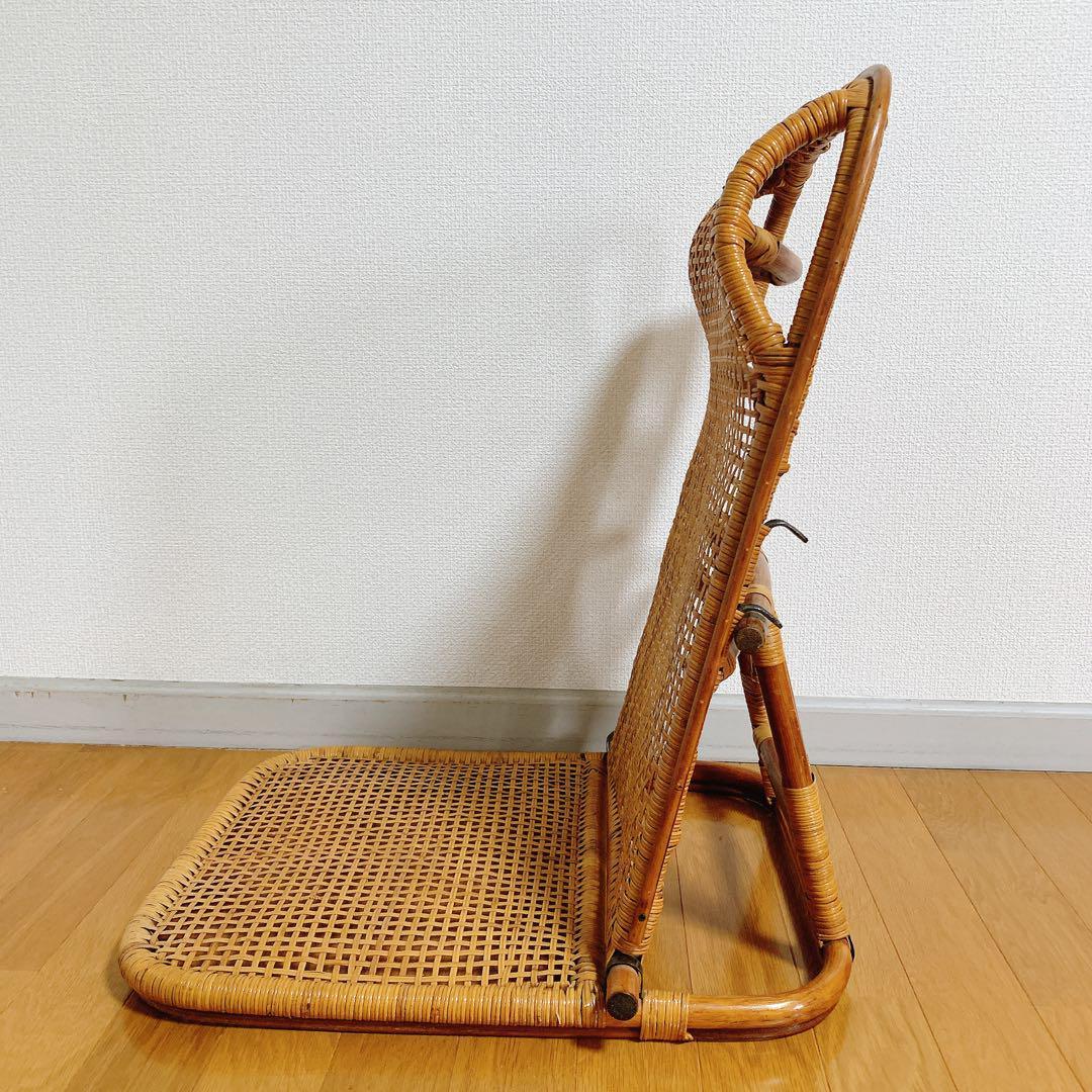 ラタン 藤 座椅子 ２脚 セット 折りたたみ リクライニング ハイバック 希少