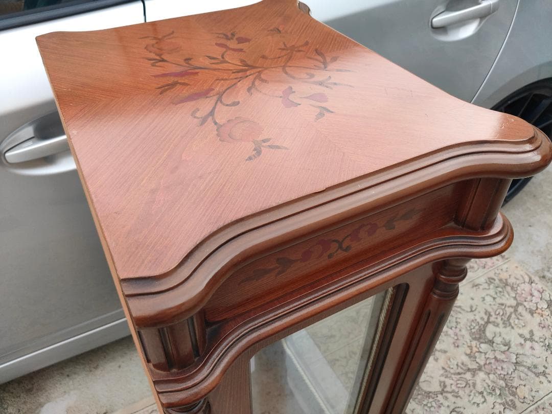 象嵌入り(イタリア製)コンソール☆ガラスショーケース☆コレクション収納(美品)