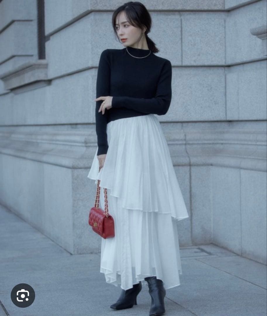 まる　anuans イレギュラーヘムドッキングニットワンピース