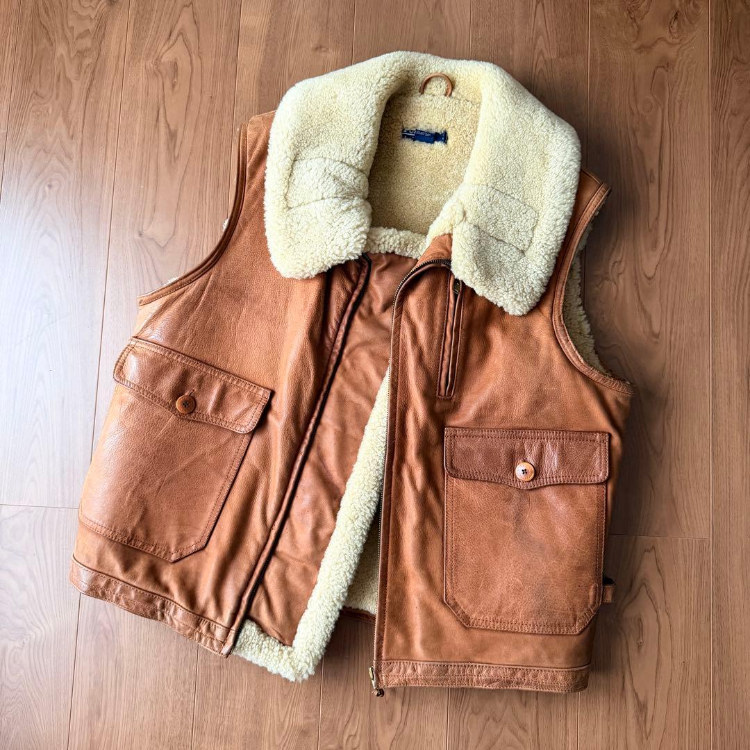POLO ラルフローレン ラムレザー ムートン ベスト 90s M