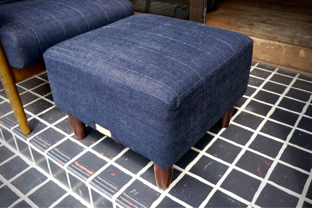 【カリモク60】【クッション付き】Kチェア １シーター & オットマン デニム