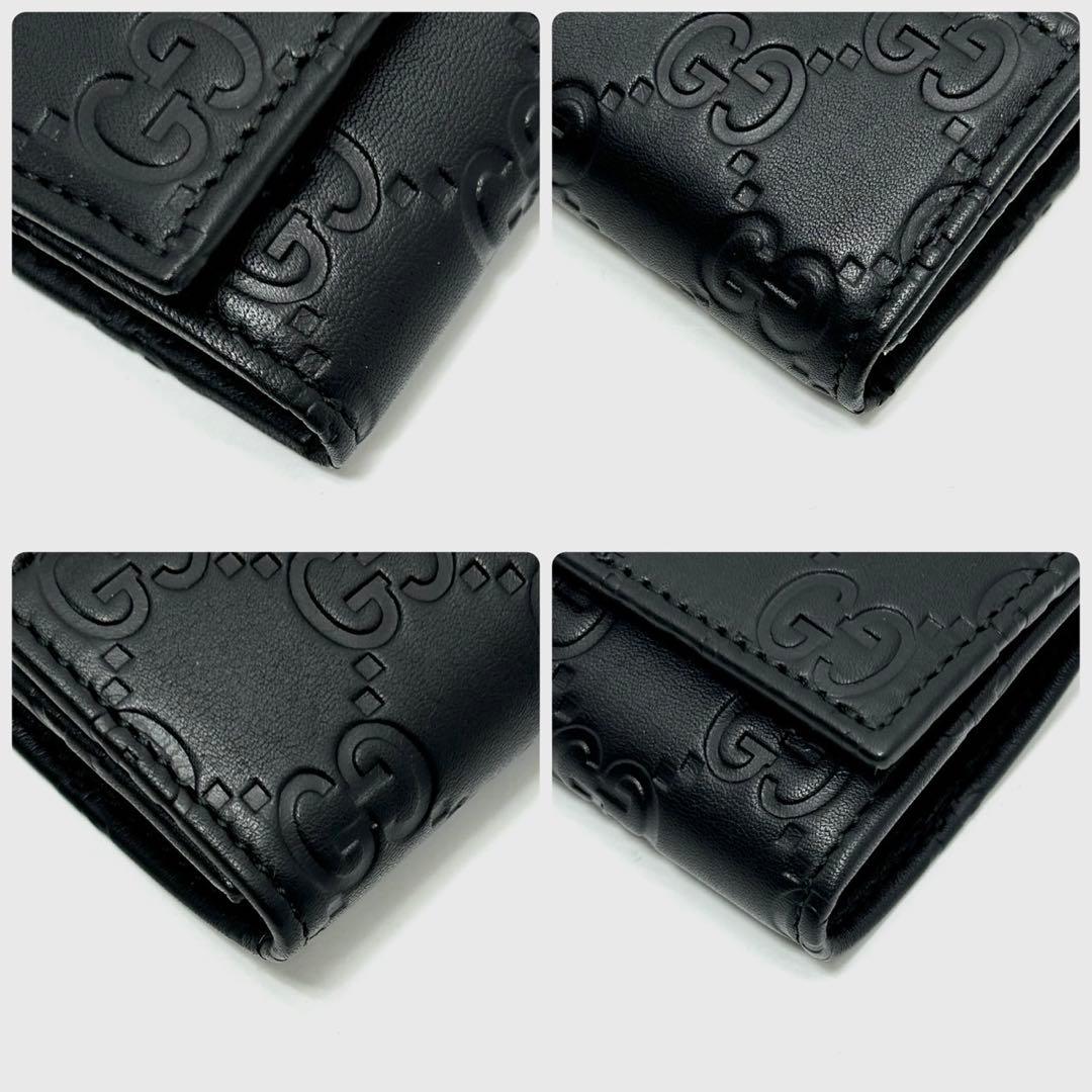 未使用 グッチ シマ 三つ折り6連キーケース ブラック 138093 レザー