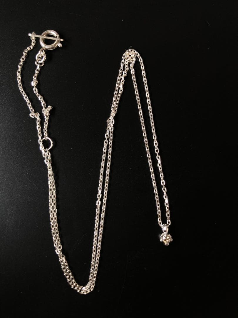 agete シルバーチェーンダイヤモンドネックレス