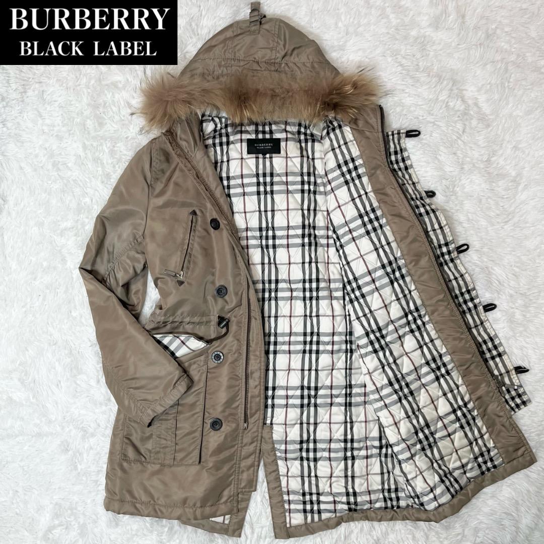 専用！！モッズコート バーバリーブラックレーベル ノバチェック タヌキファー L