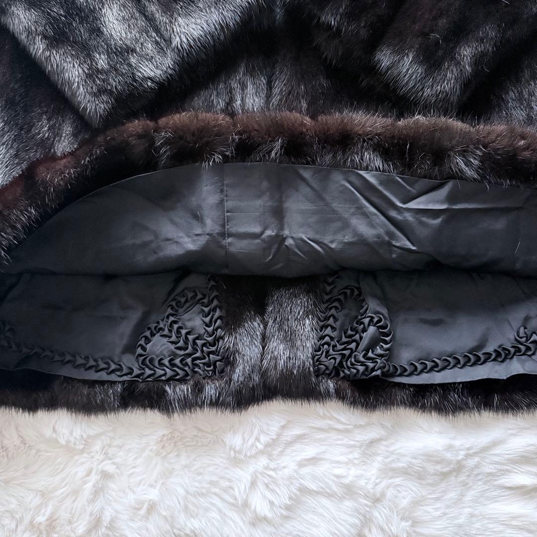 三越 ミンクコート ダークブラウン系 リアルファー ミドル丈　レディース