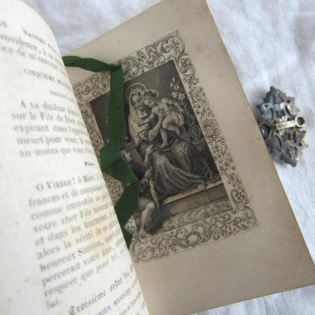 フランスアンティーク 祈祷書 ベルベット 花彫 金具19世紀 聖書