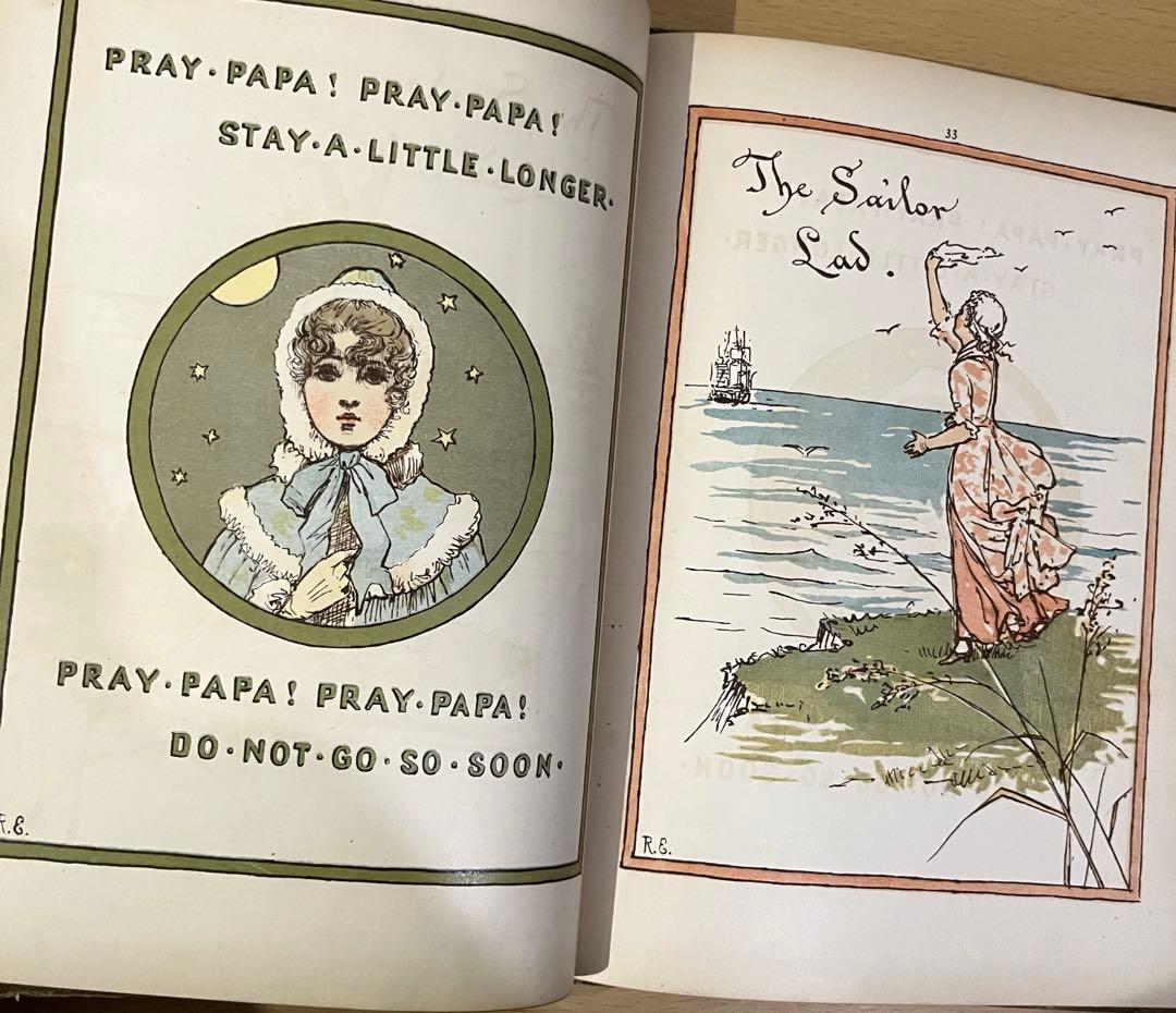 No416希少 アンティーク 古書 洋書 絵本 ビクトリアン 児童書 民謡 童謡