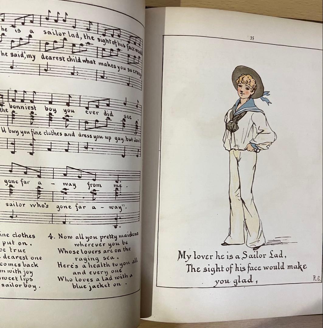 No416希少 アンティーク 古書 洋書 絵本 ビクトリアン 児童書 民謡 童謡