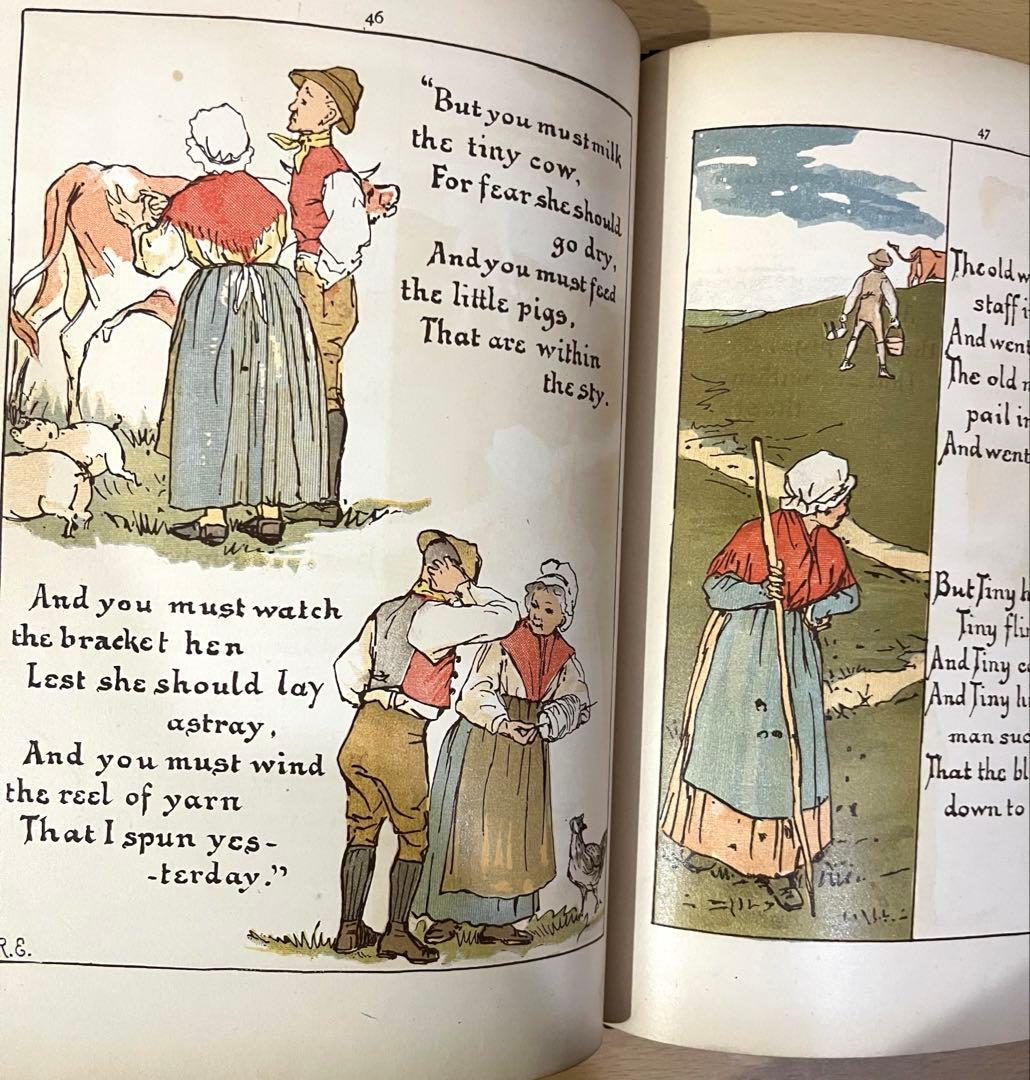 No416希少 アンティーク 古書 洋書 絵本 ビクトリアン 児童書 民謡 童謡