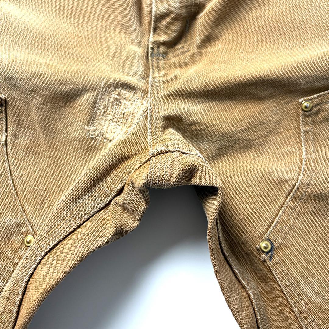 carhartt ダブルニー usa製 W32 L30 ブラウン 鬼フェード