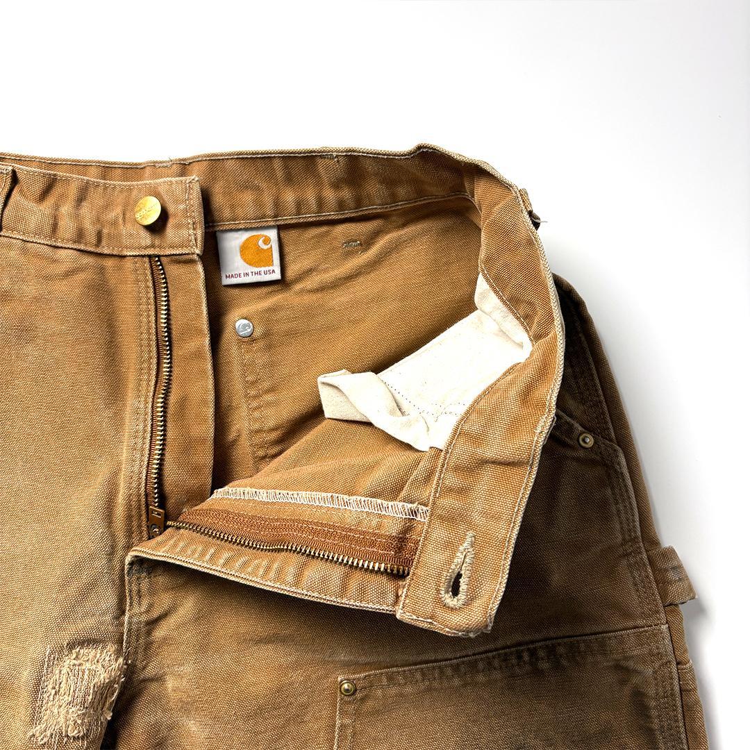 carhartt ダブルニー usa製 W32 L30 ブラウン 鬼フェード